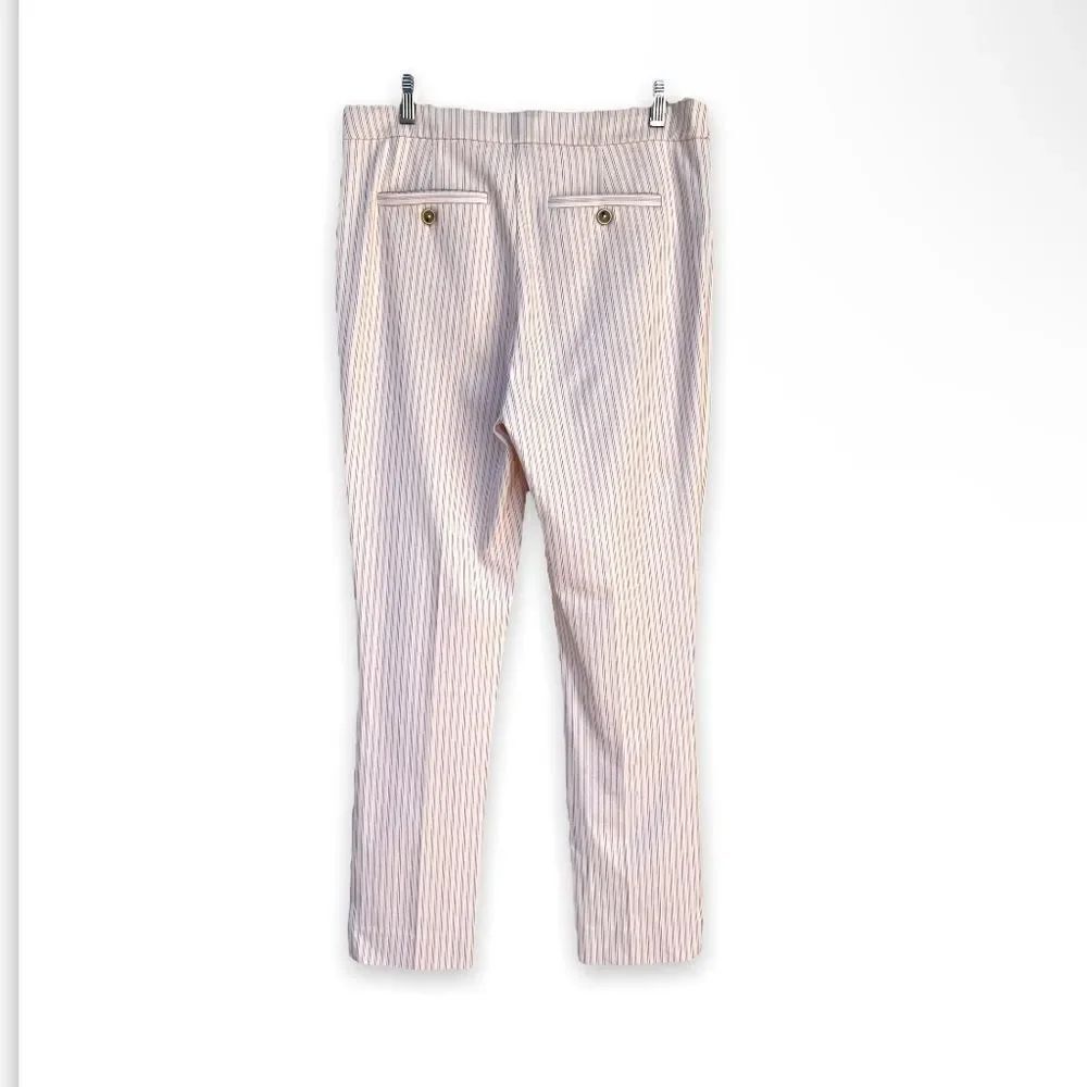 ANTHRO | Essential Slim Pinstripe Pants (White/Red Size 6) - Picture 5 of 8